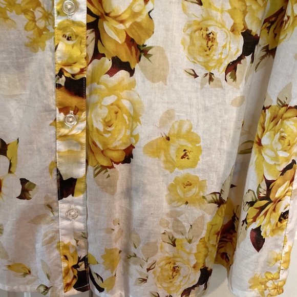 ❤️🔥5/20$ TRADITION💫 Women’s White/Yellow Floral Print Button-Up Collar Shirt - Picture 7 of 11